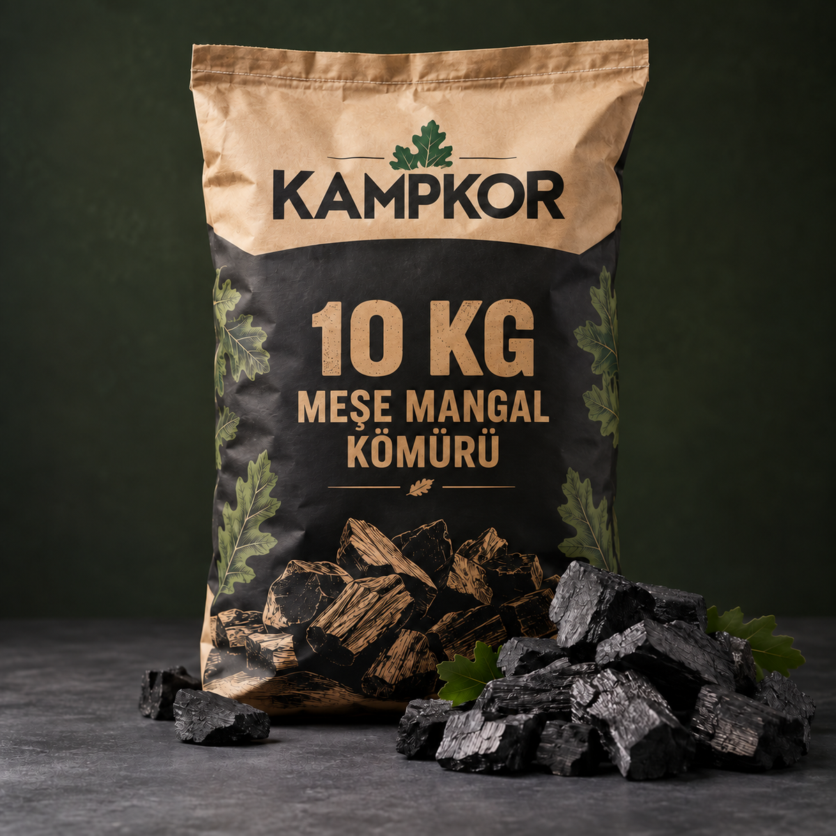 KAMPKOR Meşe Mangal Kömürü – 10 kg – KAMPKOR