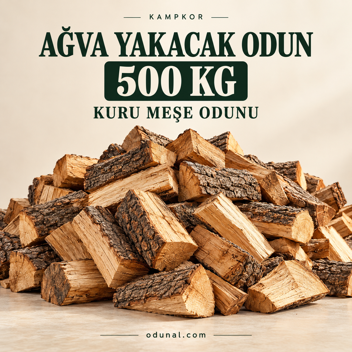 KAMPKOR 500 kg kuru meşe odunu